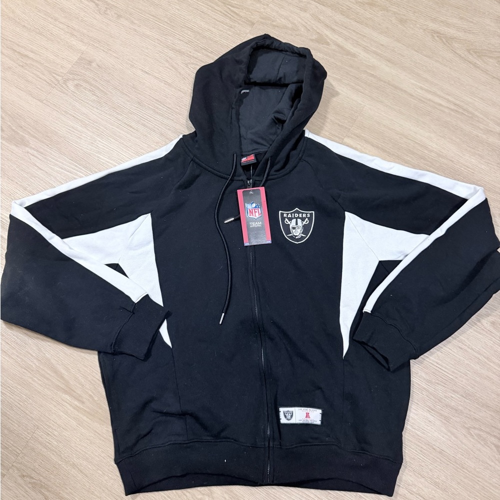 NFL Raiders Black and White Full-Zip Hoodie